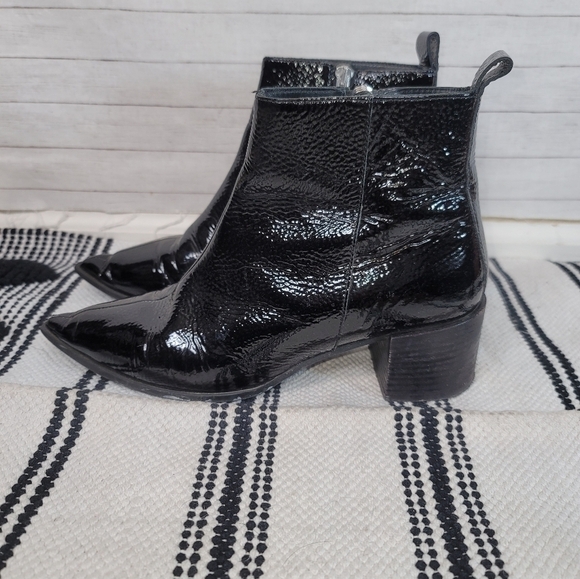 Everlane The Boss Boot Pointed Toe Block Heel in Patent Black Leather, sz 7.5 - Picture 6 of 16